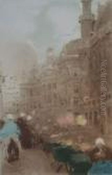 La Grand' Place De Bruxelles Oil Painting by Frantz Charlet