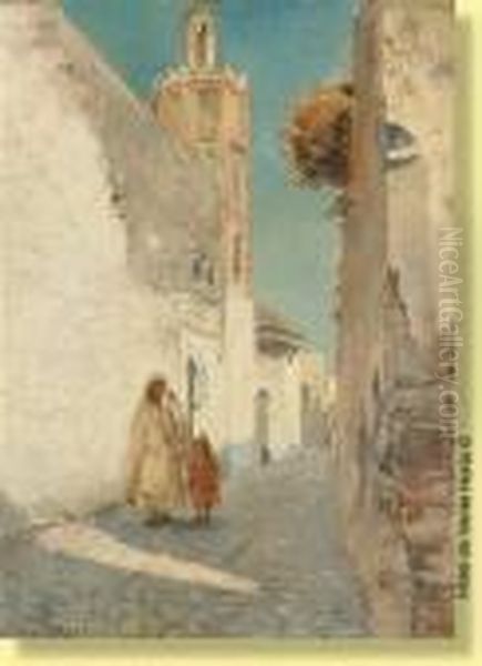 Promeneurs Dans Une Ruelle Ombragee Oil Painting by Frantz Charlet