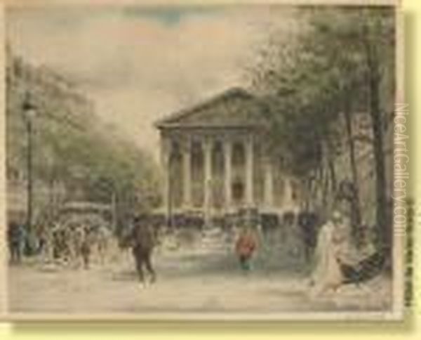 Voitures Devant La Madeleine Oil Painting by Frantz Charlet