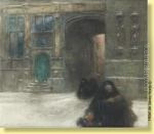 Promenade Hivernale Oil Painting by Frantz Charlet