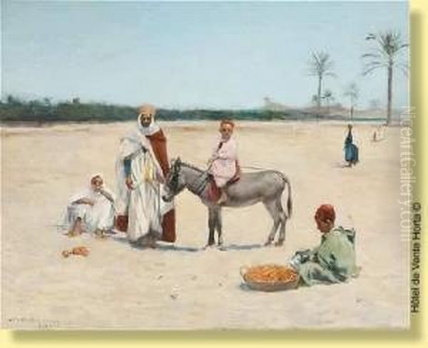 Lepetit Marchand D'oranges A Biskra Oil Painting by Frantz Charlet