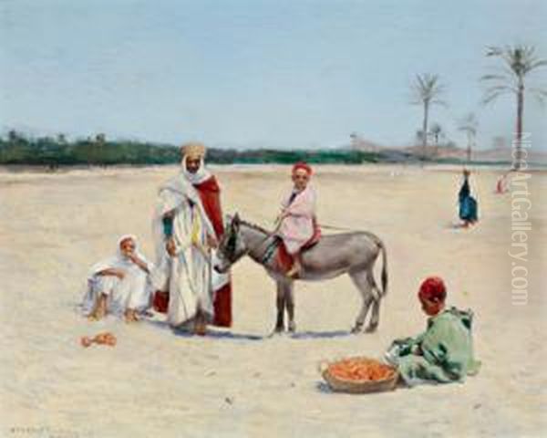 I Piccoli Venditori Di Frutta A Biskra Oil Painting by Frantz Charlet