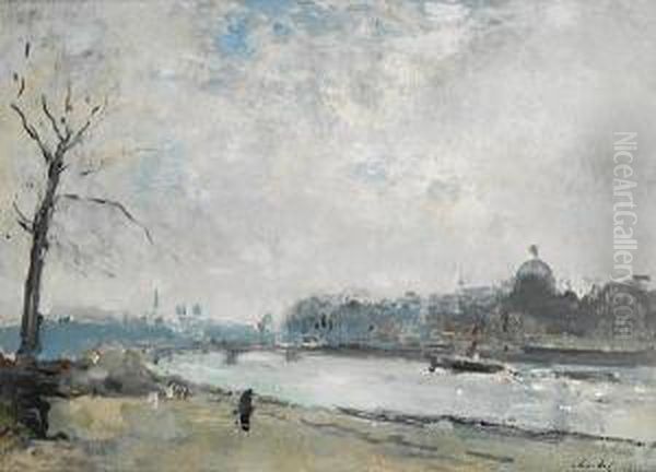 Paris, On The Seine Oil Painting by Frantz Charlet