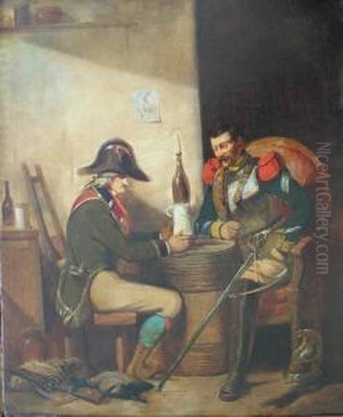 Pogawedka Zolnierzy Oil Painting by Nicolas Toussaint Charlet