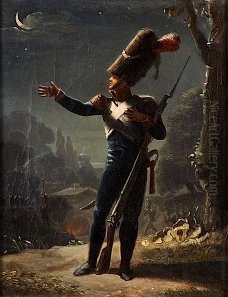 Grenadier Au Clair De Lune Oil Painting by Nicolas Toussaint Charlet