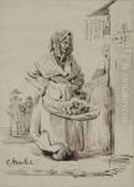 The Fruit Seller Oil Painting by Nicolas Toussaint Charlet