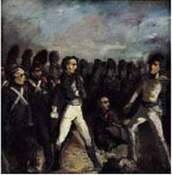 Scene De Duel Entre Soldats Oil Painting by Nicolas Toussaint Charlet