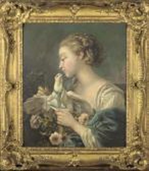 Jeune Femme A La Colombe Oil Painting by Jacques Charlier