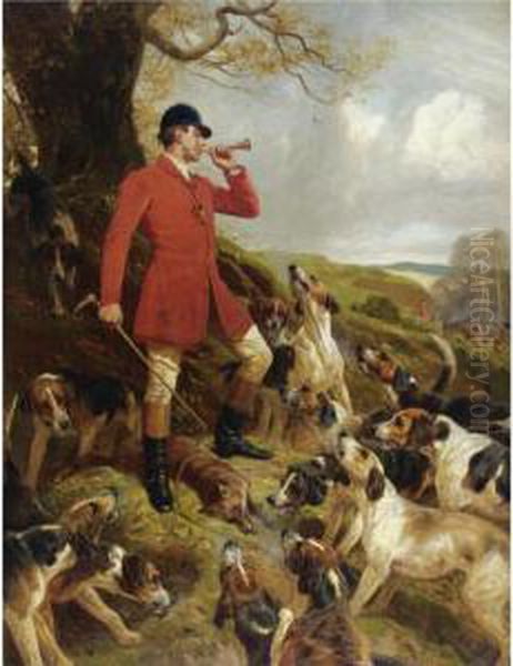 The Death: Recollection Of A Kill With The Pytchley Hounds Oil Painting by John Charlton