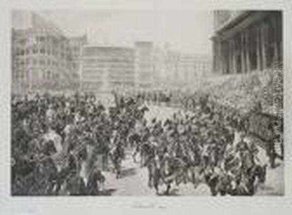 Queen Victoria's Arrival To Commemorate Her Golden Jubilee Oil Painting by John Charlton