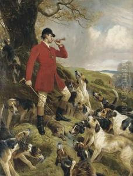 The Death; Recollection Of A Kill With The Pytchley Hounds Oil Painting by John Charlton