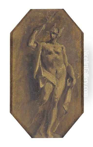 Mercury a feigned statue Oil Painting by Giuseppe Bazzani