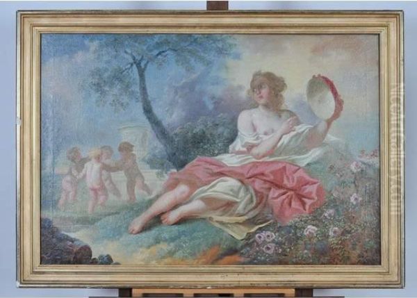 Jeune Femme Au Tambourin Oil Painting by Jean Baptiste (or Joseph) Charpentier