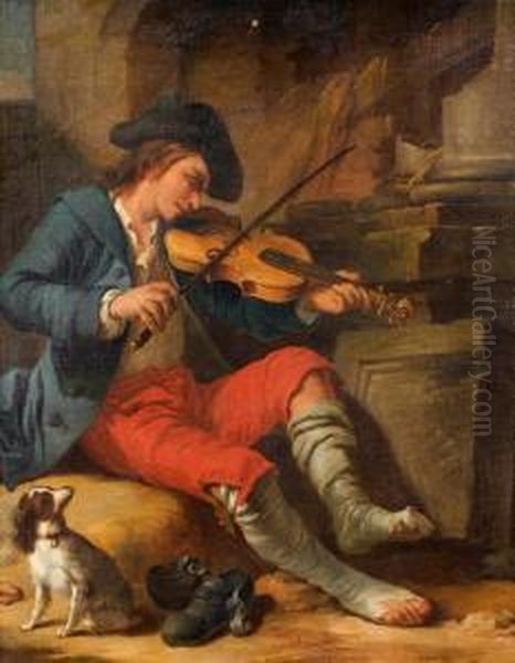 Un Jeune Violoniste Oil Painting by Jean Baptiste (or Joseph) Charpentier