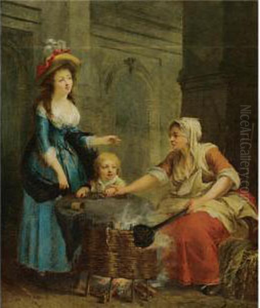 The Chesnut Seller Oil Painting by Jean Baptiste (or Joseph) Charpentier