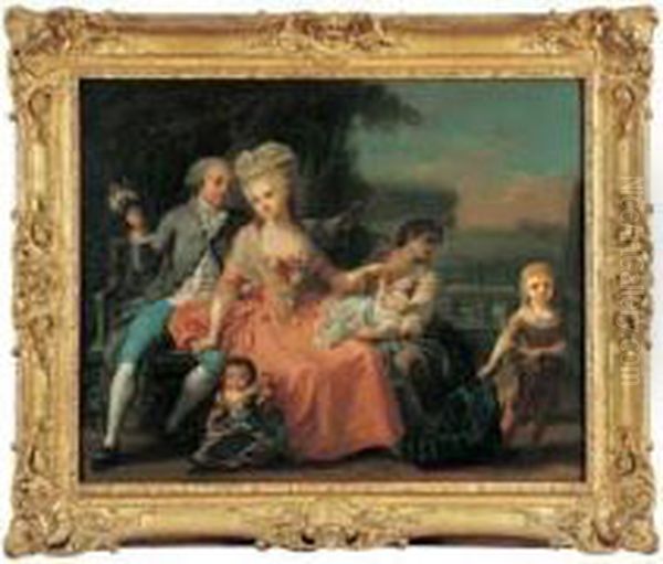 Portrait D'un Couple Et De Ses Enfants Oil Painting by Jean Baptiste (or Joseph) Charpentier