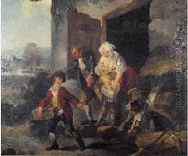 Le Depart Du Petit Savoyard Oil Painting by Jean Baptiste (or Joseph) Charpentier