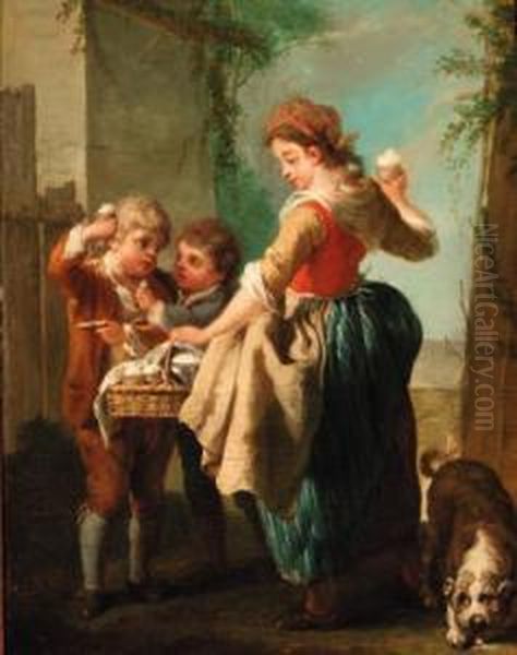 A Woman Selling Sherbert Oil Painting by Jean Baptiste (or Joseph) Charpentier