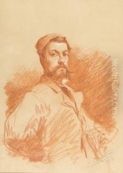 Portrait Of A Bearded Gentleman, Half Length, Possibly A Self Portrait Oil Painting by Theobald Chartran