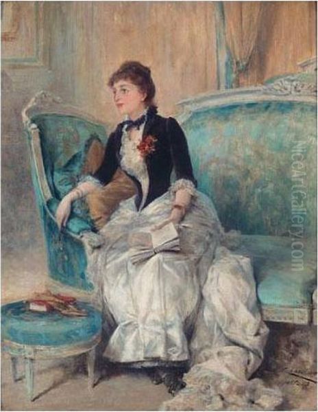 Elegante Lisante Oil Painting by Theobald Chartran