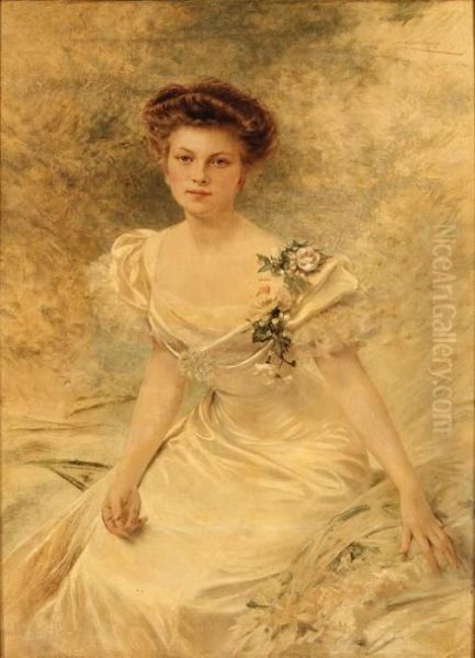 Portrait Of Blanche Shoemaker Wagstaff Carr Oil Painting by Theobald Chartran