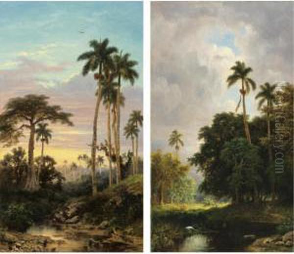 Two Cuban Landscapes Oil Painting by Esteban, Philippe Chartrand