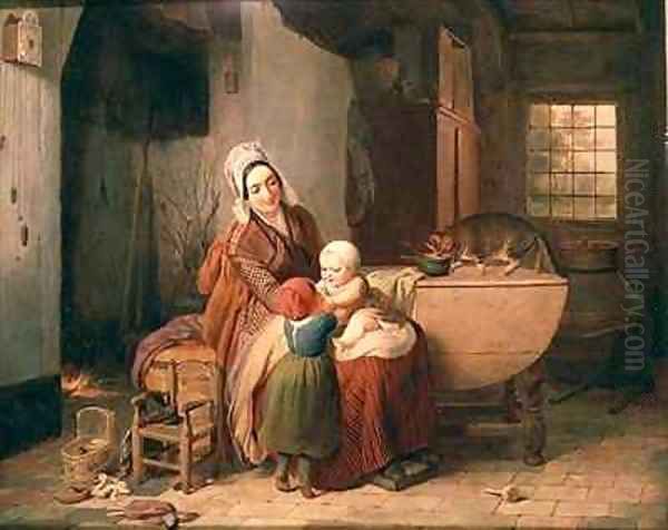 The Happy Mother Oil Painting by Antoine de Bruycker