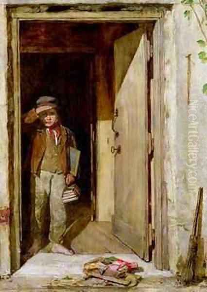 The Reluctant Schoolboy Oil Painting by John Burn