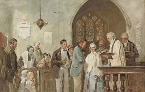 The village wedding Oil Painting by Joseph H. Barnes