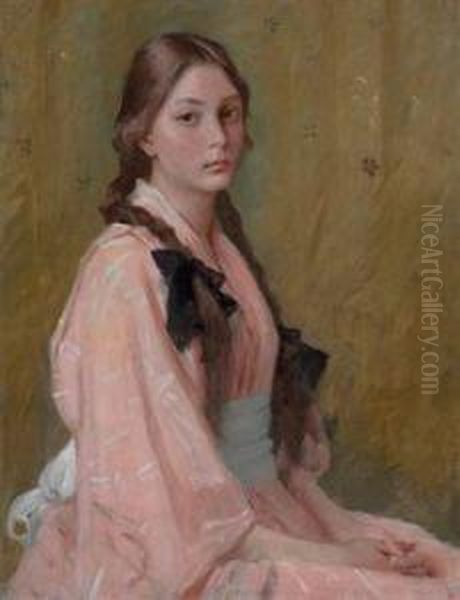 Mona, Daughter Of Mrs. R. Oil Painting by William Merritt Chase