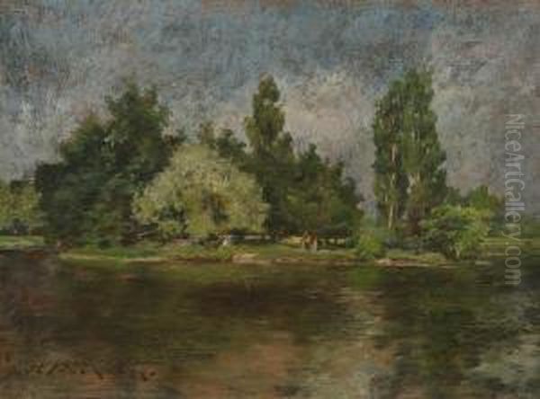 Poplar Lake Oil Painting by William Merritt Chase