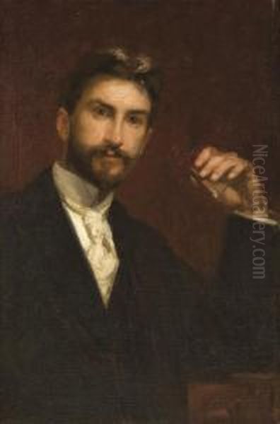 Man Holding A Cigar Oil Painting by William Merritt Chase