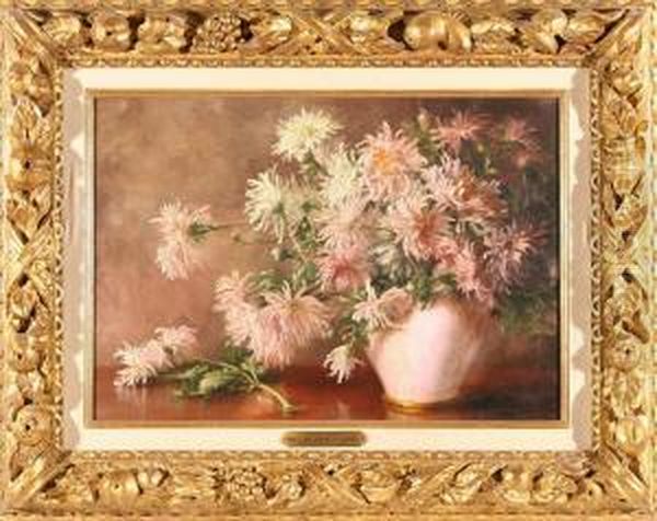 Vase Of Chrysanthemums Oil Painting by William Merritt Chase