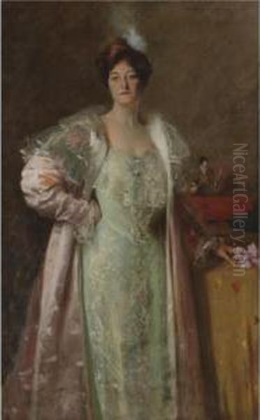 Miss J. Oil Painting by William Merritt Chase