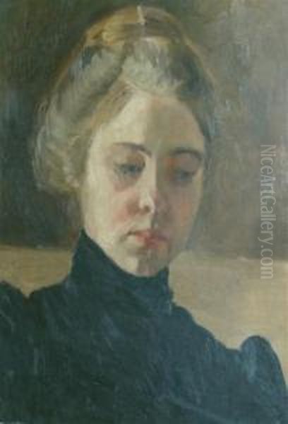 Portrait Of A Woman In Black Oil Painting by William Merritt Chase