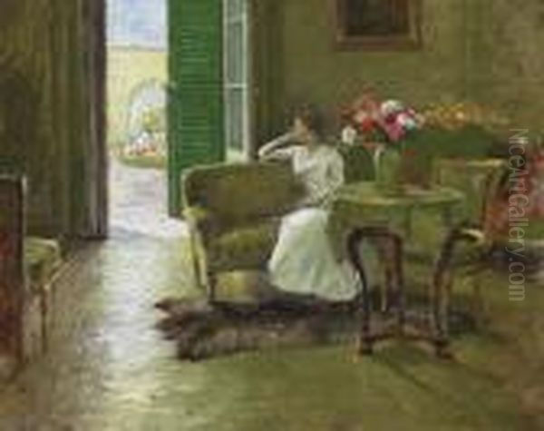 A Memory: In The Italian Villa Oil Painting by William Merritt Chase