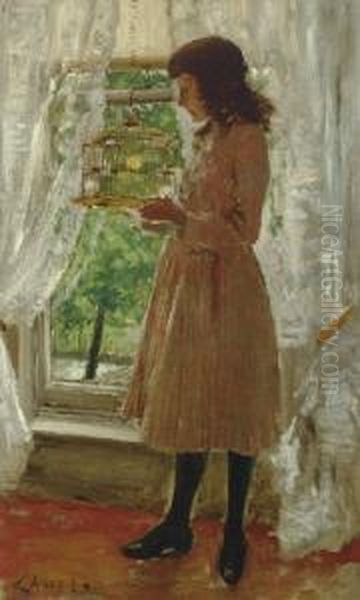 The Pet Canary Oil Painting by William Merritt Chase