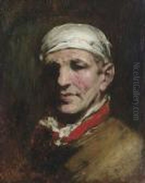 Man With Bandana Oil Painting by William Merritt Chase