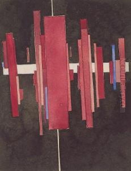 Suprematist Arkhitekton In Red, Vitebsk Oil Painting by Ilya Grigorevitch Chashnik