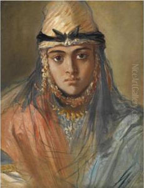 Tete De Jeune Algerienne Juive Oil Painting by Theodore Chasseriau