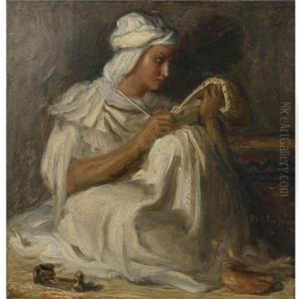 Petit Taleb (poete Arabe) Oil Painting by Theodore Chasseriau