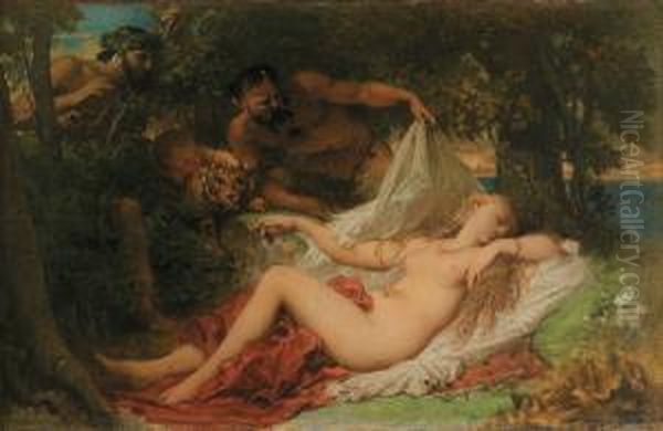 Satyre Decouvrant Une Nymphe Oil Painting by Theodore Chasseriau