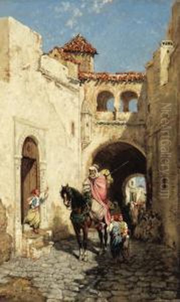 Street Scene In Algeria Oil Painting by Marc Alfred Chataud