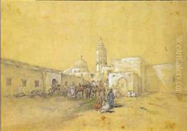 Fondouk A Alger Oil Painting by Marc Alfred Chataud