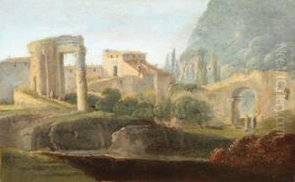 Ruines Romaines En Italie Oil Painting by Claude Louis Chatelet