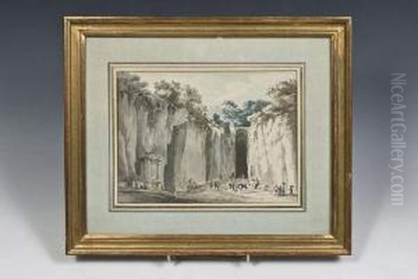 Vue De L'entree De La Grotte Du Pausilippe Oil Painting by Claude Louis Chatelet