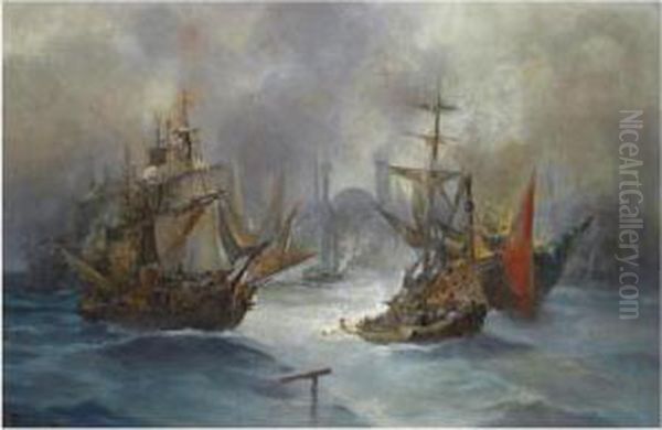 Ships Off The Coast Of Constantinople by Vassilios Chatzis