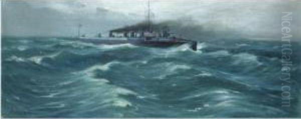 Battleships Oil Painting by Vassilios Chatzis