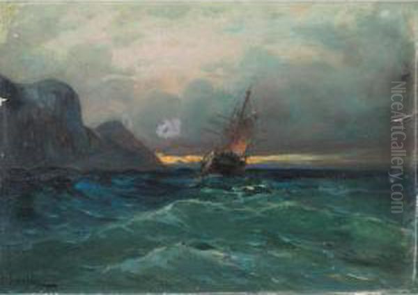 In Rough Seas Oil Painting by Vassilios Chatzis