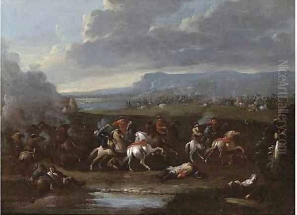 A cavalry skirmish Oil Painting by Karel Breydel